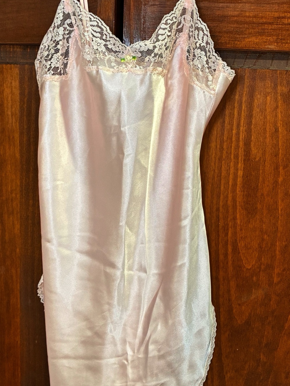 Victorias Secret vintage Lace-Trim Satin Slip Dress - Light Pink